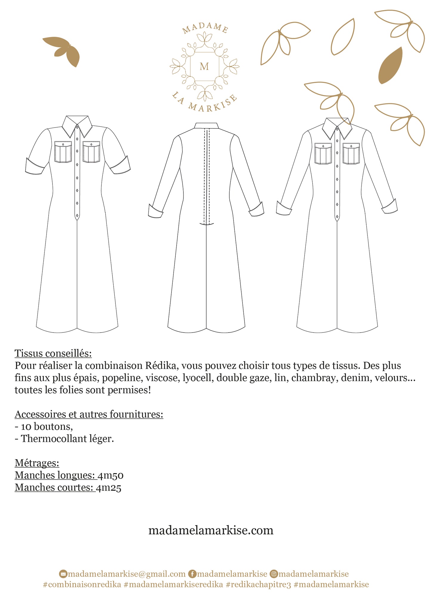 Patron couture: REDIKA, chapitre III : La combinaison - Format PDF