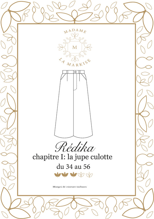 Patron couture: REDIKA, chapitre I : La jupe culotte  - Format PDF